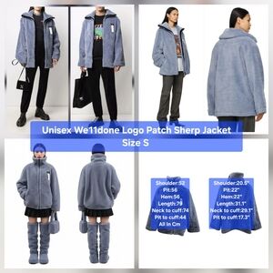 We11done Unisex Logo Patch Sherpa Jacket Size S - Oversized